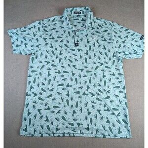 Bad Birdie Green W/Cactus Size XL Golf Polo Shirt Performance Stretch Pre-owned